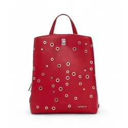 Desigual für Damen. 25SAKP31 Mittlerer Rucksack rote Nieten (OSFA), Lässig, Polyurethan
