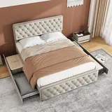 XDOVET Polsterbett 180 x 200 cm Beige