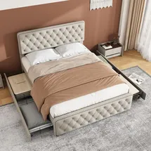 XDOVET Polsterbett 180 x 200 cm Beige