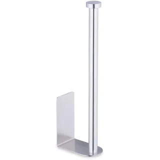 Relaxdays Ersatzrollenhalter, selbstklebend, 2 Ersatzrollen, H x B x T: 26 x 4,5 x 7,5 cm, Klopapierhalter Wand, Silber