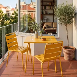 Oviala Palavas Gartenset Tisch quadratisch 3-tlg. Gelb