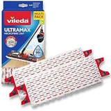 Vileda Ultramax Power Wischer Nachfüllpack, Mikrofaser, Blanc/Rouge Nachfüllpackung für Flachbesen, weiß/rot, 2 Stück (1er Pack)