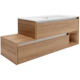 Fackelmann Waschbeckenunterschrank rechts Vita 128,5 cm x 50 cm x 46 cm Oak/Weiß
