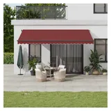 vidaXL Markise Manuell mit LEDs Weinrot 500x300 cm