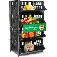 Novaliv Stück Korbregal Schwarz Steckregal Stapelbar & Erweiterbar, Regale für Vorratsraum, Lebensmittelregal, Obstregal Keller Aufbewahrungssystem, Apfelregal, Stapelkorb, Stapelregal Kunststoff