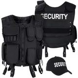 Black Snake SWAT FBI Security Police Agenten Kostüm Einsatzweste und Baseball Cap (Security, XS/S) - XS-S