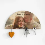 Personalisierbares Holz Schlüsselbrett mit Foto und Text, Schlüsselbrett aus Holz mit Bild, Personalisierter Foto-Schlüsselhalter aus Holz für die Wand mit 4 Haken, Geschenk zum Einzug, Fotogeschenk