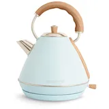 CREATE/KETTLE RETRO L/Elektrischer Wasserkocher Pastellblau/Schnelles Aufkochen, Fassungsvermögen 1,7L, Abschaltautomatik, Anti-Kalk-Filter, Wasserstandsanzeige, Ø19cm, 2200W