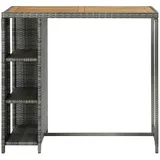 vidaXL Bartisch mit Regal Grau 120x60x110 cm Poly Rattan