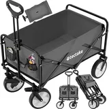 Tectake tectake® Bollerwagen, faltbar, abnehmbarer Stoffeinsatz mit 2 Netztaschen, inklusive Tragetasche, Belastbarkeit 80 kg