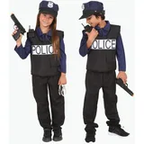 RUBIE'S Polizei-Kostüm für Kinder – Größe 3-4 Jahre – sehr komplettes Kostüm mit Hemd, Hose, Brustpanzer, Mütze, Handschellen, Pistole, Walkie-Talkie – für Karneval, Geburtstag
