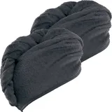 Erwin Müller Handtuch Turban 2er-Pack, Frottier, Microfaser Uni grau