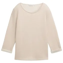 TOM TAILOR Damen 3/4 Arm Sweatshirt, weiß, Meliert, Gr. XL