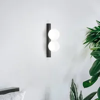 Ideal Lux LED-Wandlampe Ping Pong schwarz 2-flammig Opalglas
