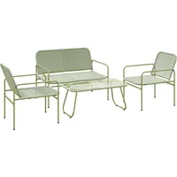 Polyrattan Gartenmöbel Set Outdoor Rattan Pe Lounge Set Sofa 2 Sessel Couchtisch Glasplatte Grün