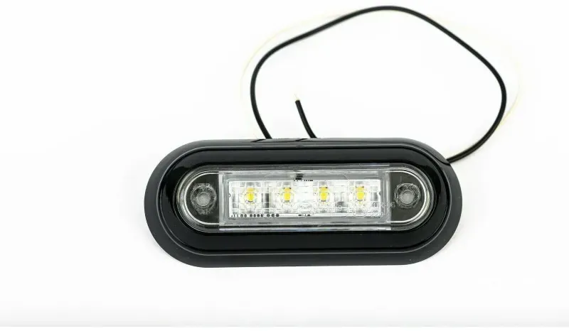 LED-Dioden Einbau-Seitenbegrenzungsleuchte / Markierungsleuchte (Tokos), weiß, 12–24 V für Lkw, Bus, Van, Pritsche, Anhänger, E‐
