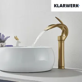klarwerk NAVIS Wasserfall Wasserhahn Bad Gold matt