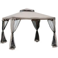 Outsunny Pavillon, Grau, Kunststoff, 294x265x294 cm, Sonnen- & Sichtschutz,
