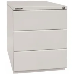 BISLEY OBA Rollcontainer mit 3 Schüben aus Metall abschließbar in lichtgrau - Bürocontainer mit Schloss für DIN A4 Dokumente, Kleinteile &