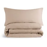 Everbrent Musselin Bettwäsche Taupe 135 x 200 cm + 40 x 80 cm