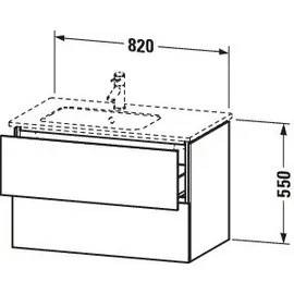 Duravit L-Cube Waschtischunterschrank, 2 Schubkästen, Becken links, Betongrau matt