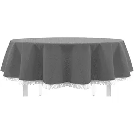 EXKLUSIV HEIMTEXTIL Gartentischdecke mit Fransen Classic 140 x 180 cm dunkelgrau
