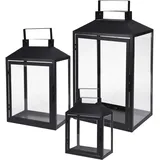 Mojawo Windlicht 3er Gartenlaternen Metall Schwarz