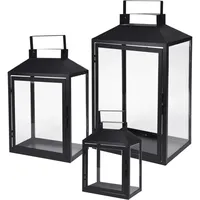 Mojawo 3er Gartenlaternen Laternen Metall Windlicht Schwarz H28/35/44cm