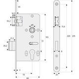 ABUS Einsteckschloss ESK1 PZ2 DIN links/rechts