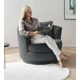 furn.design Drehsessel in grau Mega-Cord Sessel 360° drehbar inklusive Kissen Comfy