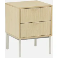 Sweeek Nachttisch mit geriffeltem Holzdekor und Metall, - Sweeek
