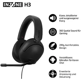 Sony INZONE H3, Over-ear Gaming-Headset Schwarz