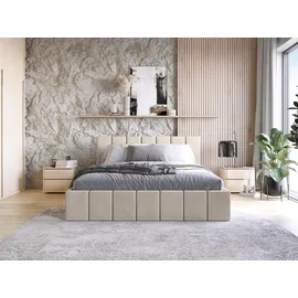 FEDVE Polsterbett Doppelbett Pesaro Bett Bettkasten 140x200 cm, Schlafzimmer, Betten, Polsterbetten