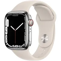 Apple Watch Series 7 GPS + Cellular 41 mm Edelstahlgehäuse silber, Sportarmband polarstern