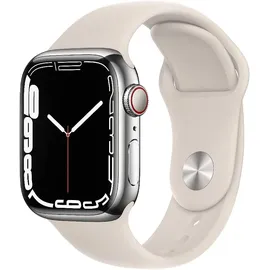 Apple Watch Series 7 GPS + Cellular 41 mm Edelstahlgehäuse silber, Sportarmband polarstern