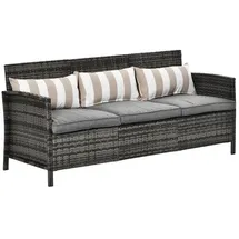 Outsunny Rattan Sofa 3-Sitzer grau