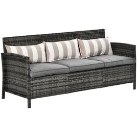 Outsunny Rattan Sofa 3-Sitzer grau