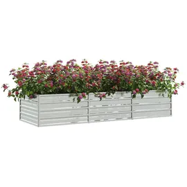 vidaXL Garten-Hochbeet verzinkter Stahl rechteckig 240 x 80 x 45 cm Silber 