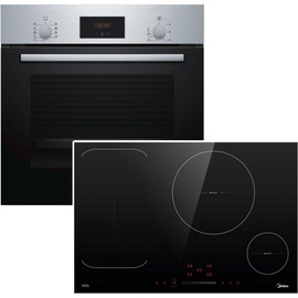 Bosch Herdset Bosch Einbau-Backofen Edelstahl Teleskopauszug + Midea Flex-Induktionskochfeld autark 77cm