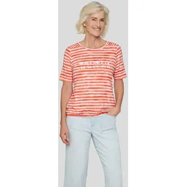 Rabe Rundhalsshirt im Streifen-Look und mit Nieten-Details Gr. 48, Mandarine, , 94374915-48