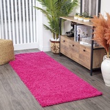 Surya Home Shaggy Berber Teppich Läufer - Flauschiger Teppich für Wohnzimmer, Schlafzimmer, Berber Langflor Hochflor Teppich Weiss flauschig - Teppich Läufer 80x220 cm Läufer Flur in Rosa