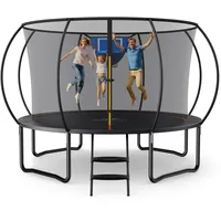 MERACH Trampolin Outdoor 305 cm/366 cm/427 cm/488 cm, Trampolin Sicherheitsnetz und Basketball, MaxLoad 330 lb Bodentrampolin Outdoor Gartentrampolin