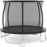 GOPLUS Trampolin Outdoor, 244/305/366 cm, Freizeittrampolin mit Sicherheitsnetz, Leiter, verzinkte Metallrahmen, robuste Gebogene Beine, Gartentrampolin für Kinder und Erwachsene (Ø366cm,Schwarz)