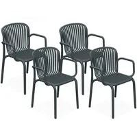 Konsimo® Gartenstuhl, Anthrazit, Kunststoff, 4-Sitzer, 57.5x82.5x53 cm, Gartenmöbel, Gartenstühle,