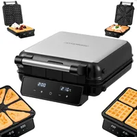 Steinborg® 2-in-1 Waffeleisen & Sandwichmaker – Elektrisches Waffeleisen für Belgische Waffeln & Sandwiches mit Touch Panel, LED-Display, abnehmbaren Antihaftplatten & spülmaschinengeeigneten Platten