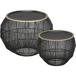 Mirrors and More Mirrors & More Beistelltisch 2er Set Mika 82750102 Metall Schwarz-Gold