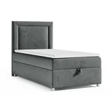 4mybaby GmbH Best for Home Boxspringbett mit Bettkasten Trinity K3-SINGLE 70x200 Bonellfederkern inkl. Topper | Graphit | Grau