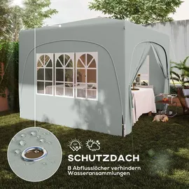 Outsunny Faltpavillon 3 x 3 m inkl. 4 Seitenteile Hellgrau