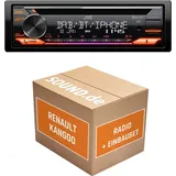 JUST SOUND best choice for caraudio Autoradio Einbaupaket JVC KD-DB922BT Renault Kangoo Typ W + Bluetooth Telefonieren Audiostreaming