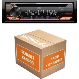 JUST SOUND best choice for caraudio Autoradio Einbaupaket JVC KD-DB922BT Renault Kangoo Typ W + Bluetooth Telefonieren Audiostreaming
